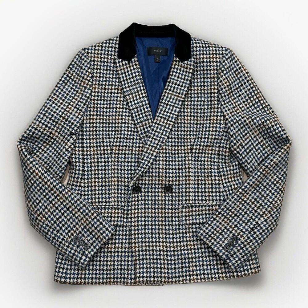 J. Crew Factory Black and Blue Houndstooth Blazer